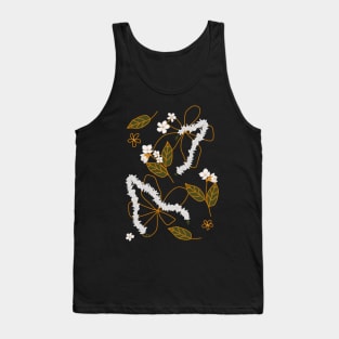 Jasmine Flower Hair Garland Gajra Pattern On Black Background Tank Top